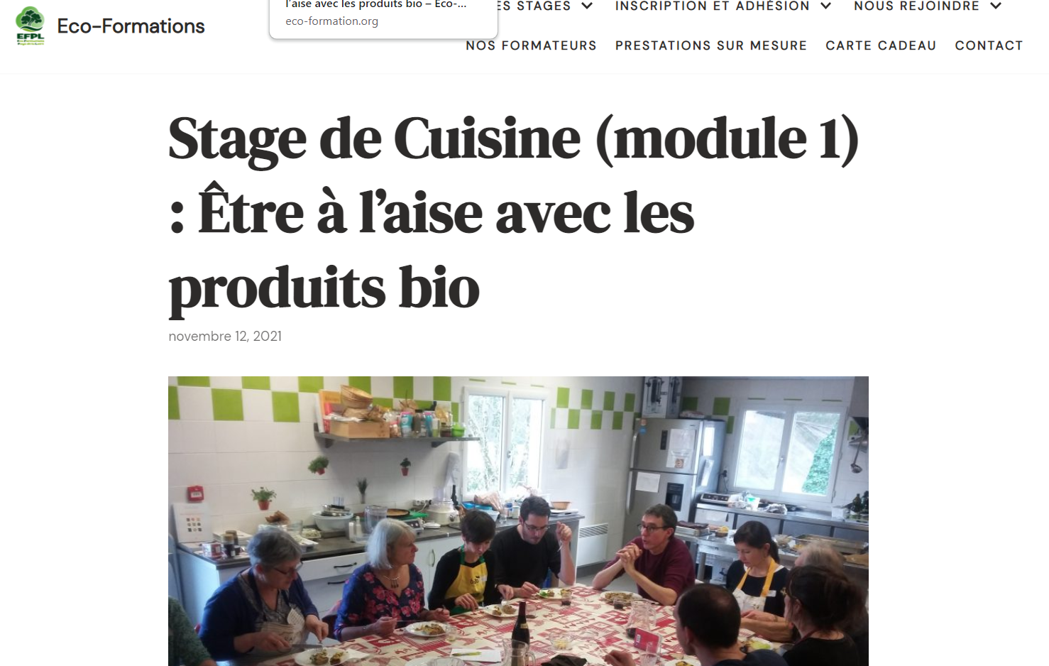 Atelier de cuisine végétale et durable